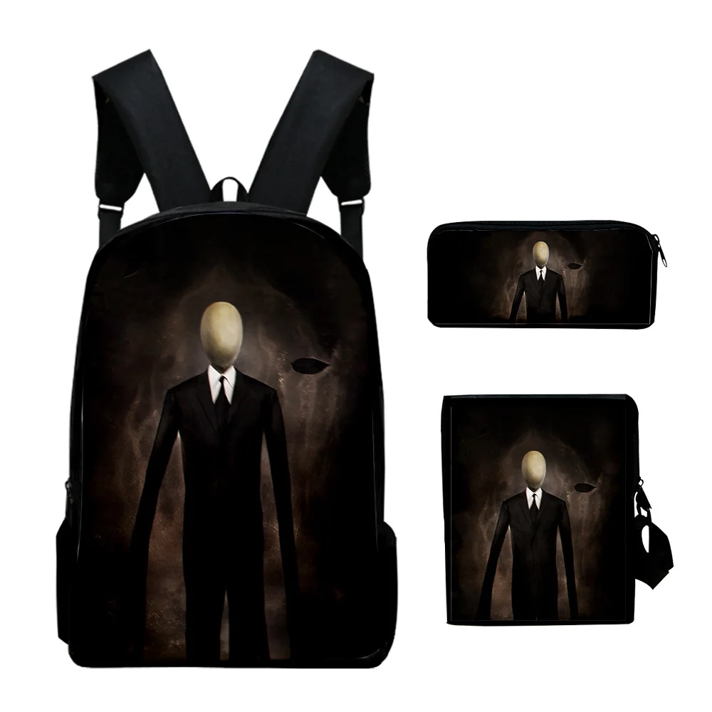 

Luxury Cartoon Creepypasta 3D Print 3pcs/Set pupil School Bags Laptop Daypack Backpack Inclined shoulder bag Pencil Case