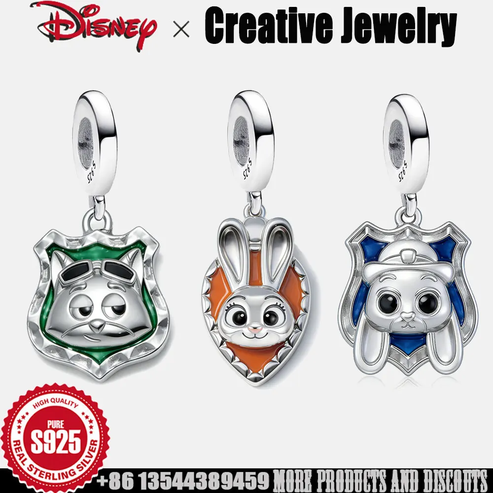 

925 Silver pendant Disney Zootopia Child's Play dangle Charm girls cartoon cute Judy Hopps Nick charm high quality Jewelry Gift
