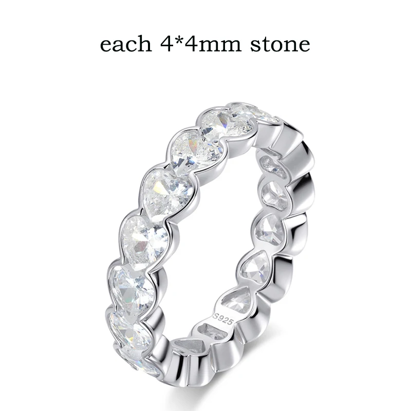 Women 3‑4mm Heart Cut D‑Color VVS1 Moissanite Promise Band Ring S925 Sterling Silver GRA Certified Pass Diamond Tester Luxury Bridal Wedding Fine Jewelry Gift For Her view 7
