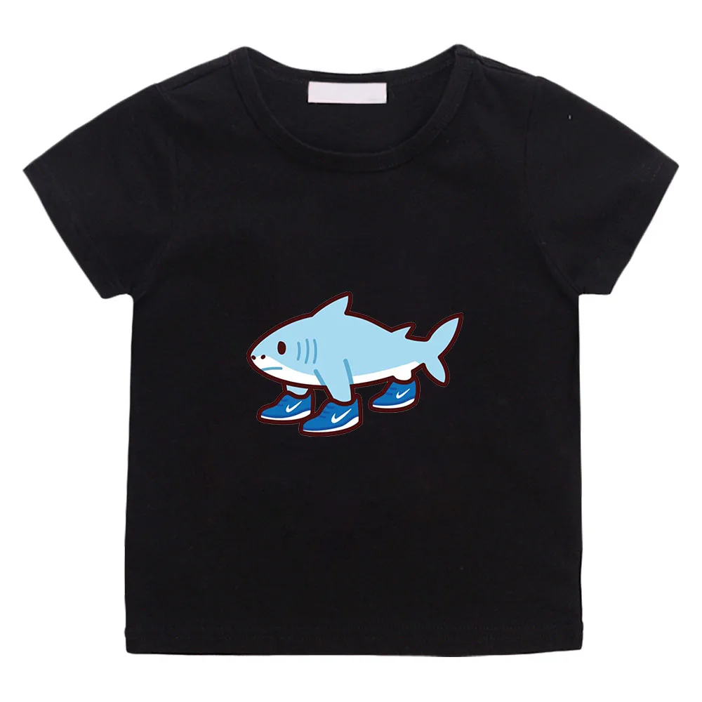 Italian Brainrot Animals Children's T-shirt Comfortable Cotton Simple Short Sleeve Tops for Kids cute Shark Tee Summer Clothing