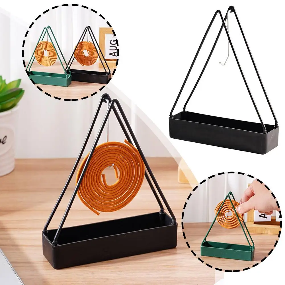 

Anti-Scald Mosquito Coil Holder With Tray Creative Wrought Iron Triangular Shape Mosquito Repellent Incense Rack Home Decor Tool