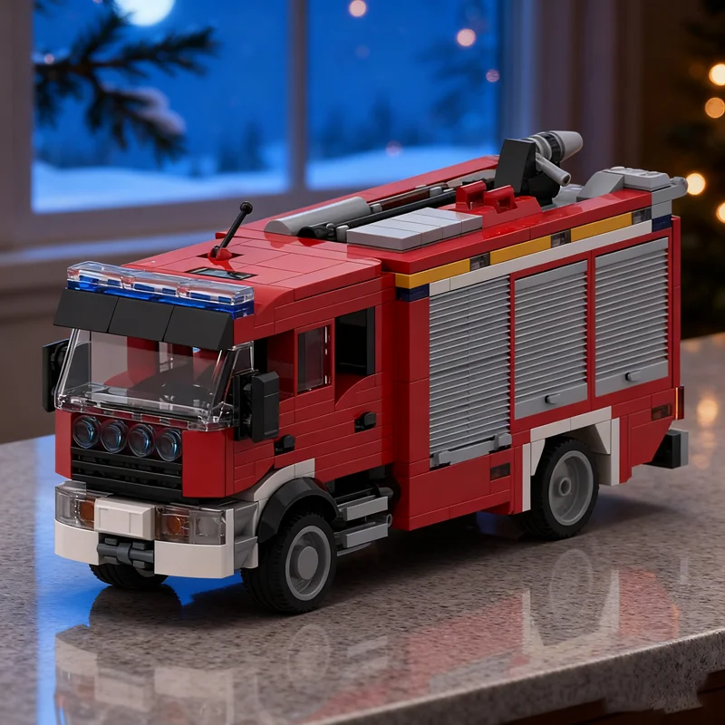 

501pcs MOC RENAULT Fire Truck City Trafficed Model Building blocks Assemble DIY Christmas gifts creative Education toys Kids