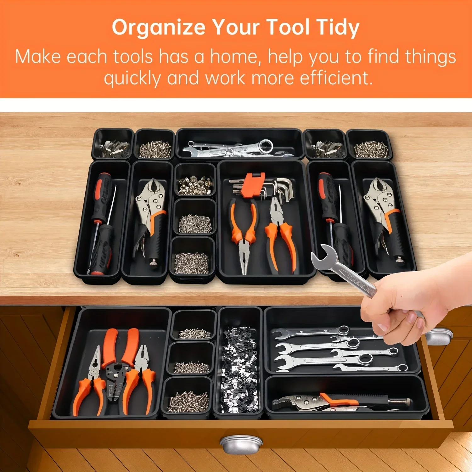 38/24/8pcs Tool Box Drawer Organizer Tray Dividers Set Workbench Cabinet Bins Tool Chest Organization Garage Hardware Tool Tray