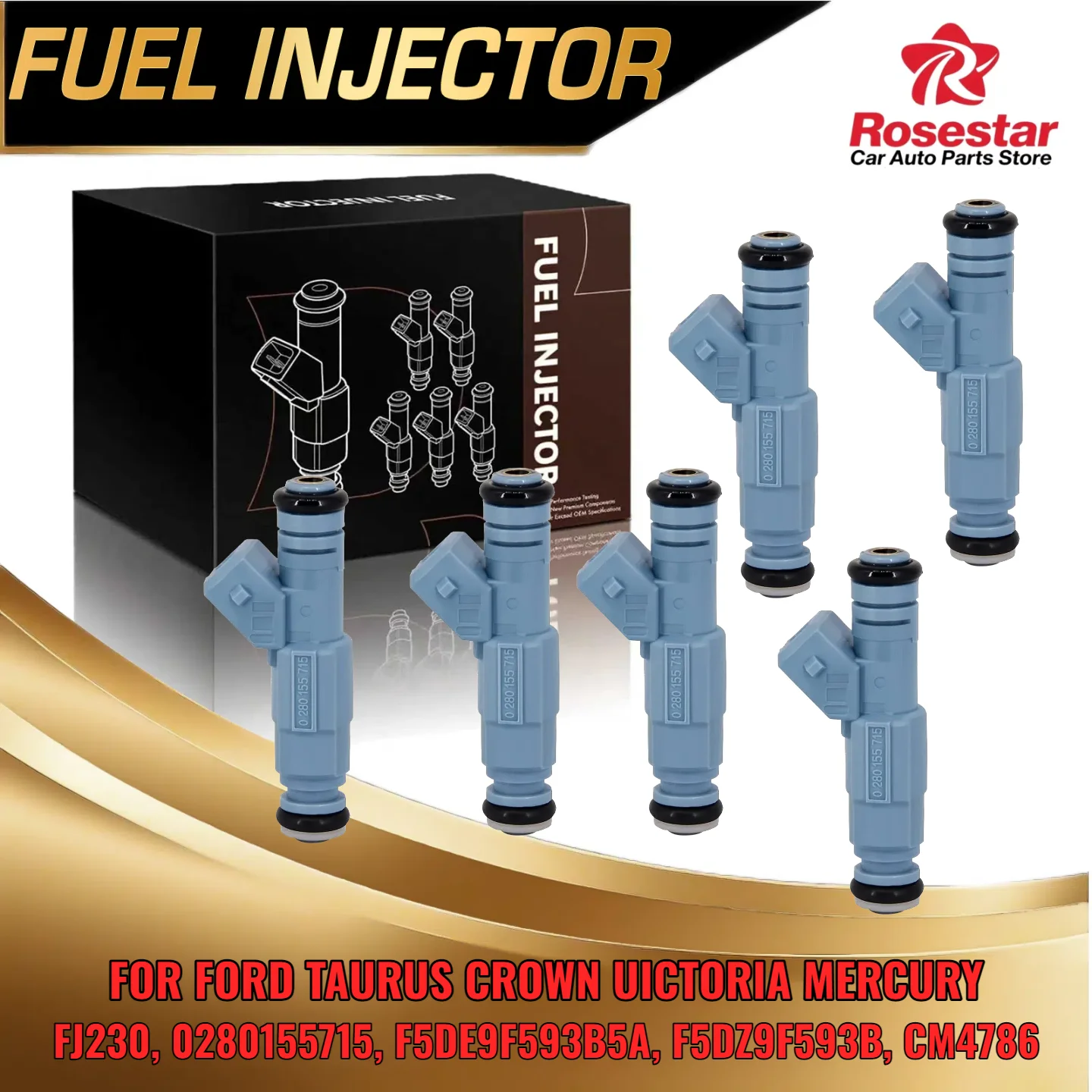 

Set of 6 Fuel Injector for Ford Taurus for Mercury Sable 1996 1997 1998 F5DE9F593B5A F5DZ9F593B