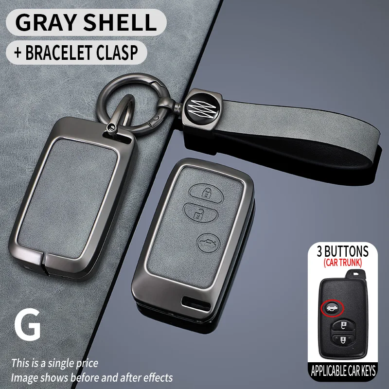 Alloy Leather Car Flip Key Case Cover Shell Fob For Toyota Prius 30 Alpha Aqua Land Cruiser Auris for Lexus LC 200 Key Accessory