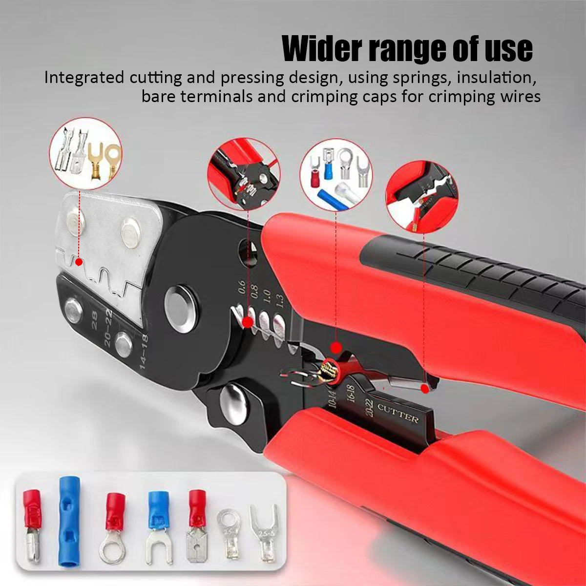 1-حزمة أداة تعرية الأسلاك، كماشة تجعيد كهربائية متعددة الوظائف من الدرجة الصناعية، كماشة قطع الأسلاك، أداة يدوية متجرد #6