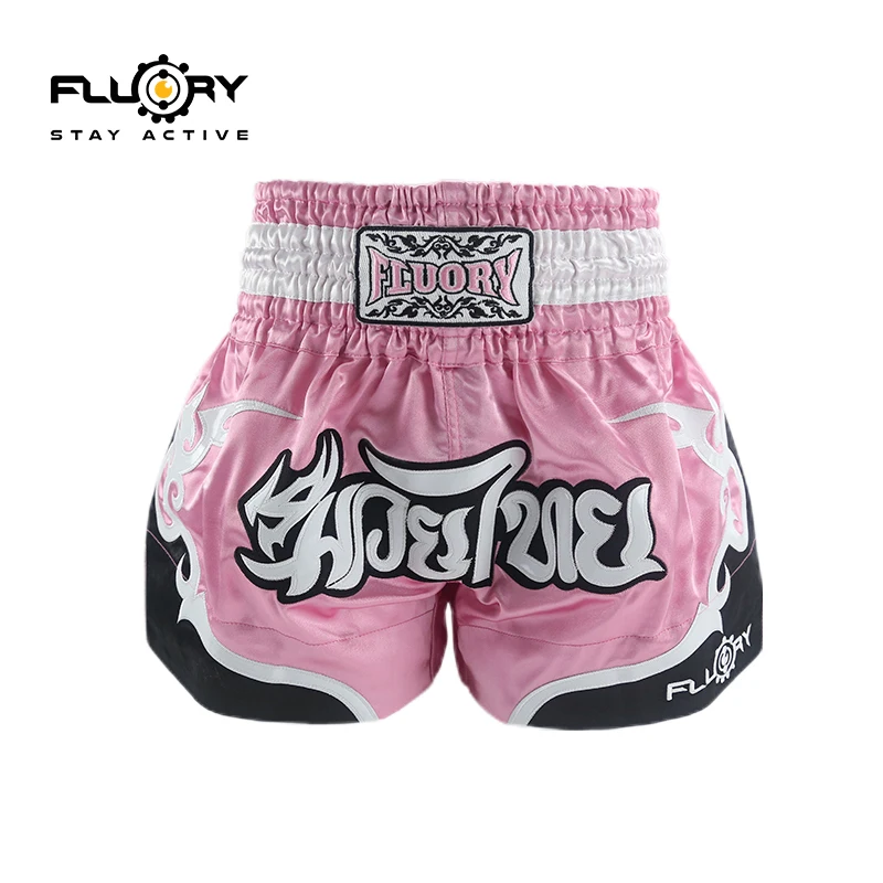 Fluory タイボクシングショート男性女性子供フェアテックスショーツ MMA ショーツボクシングパンツショーツ刺繍 MMA ショーツ