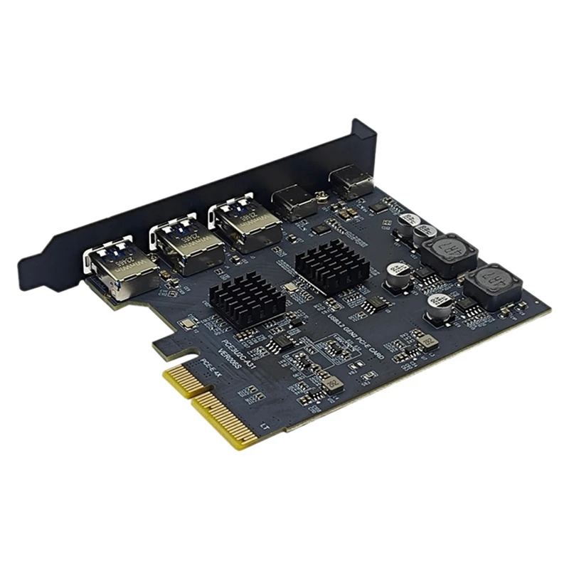 Top-PCI Express X4 To 2Port Type C + 3 Port USB3.2 Gen2 10Gbps Adapter ASM3142 + VL822 Chip PCIE USB Expansion Card