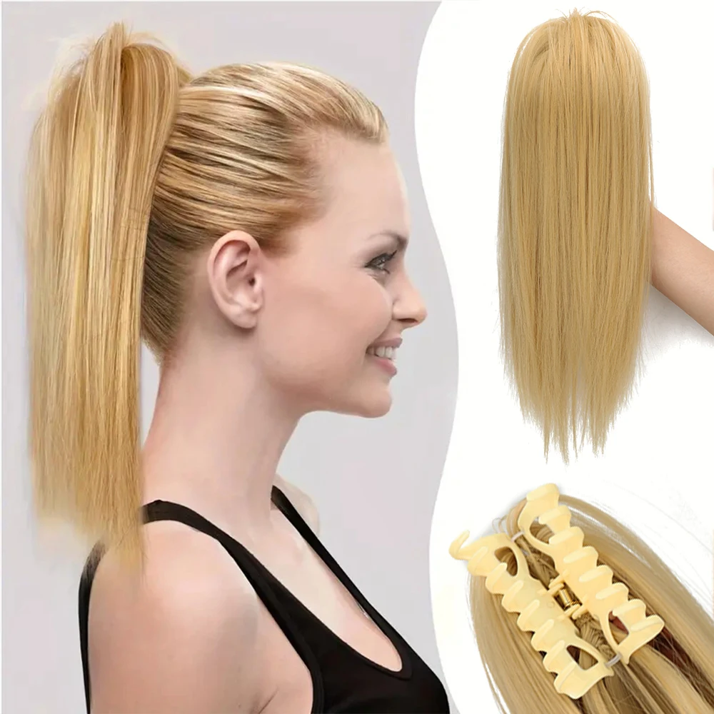 AZQUEEN Synthetic Short Straight Claw Clip Ponytail Hair Extensions Natural Tail False Hair For Women Horse Tail Brown Hairpiece