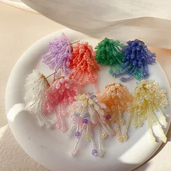 Boho Colorful Jelly Bean Tassel Stud Earrings