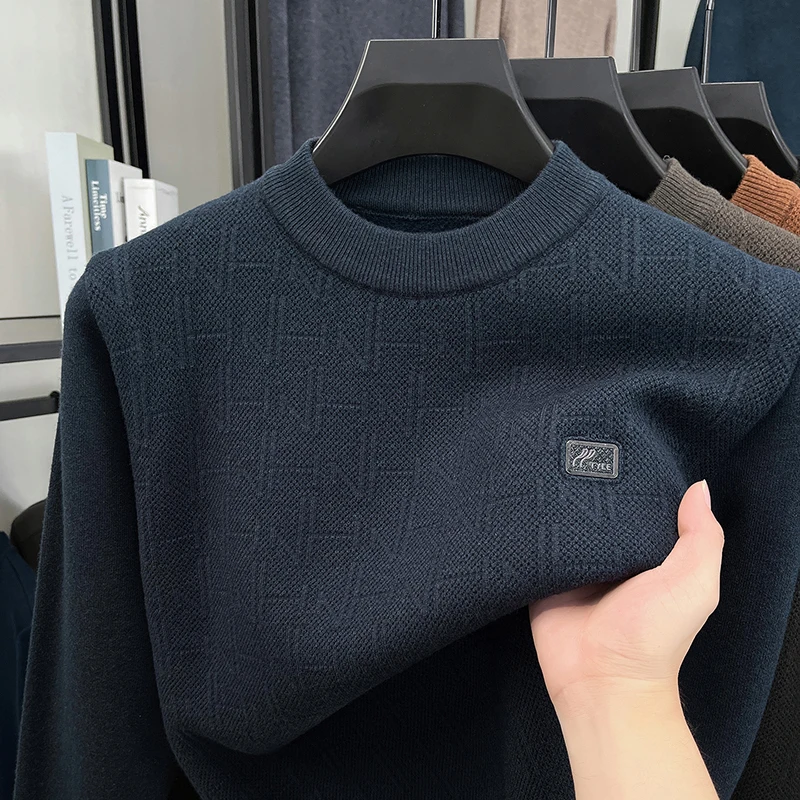 

Light luxury brand men's knitted sweater high-end fashion exquisite letter embossing comfort texture warm autumn winter pullover