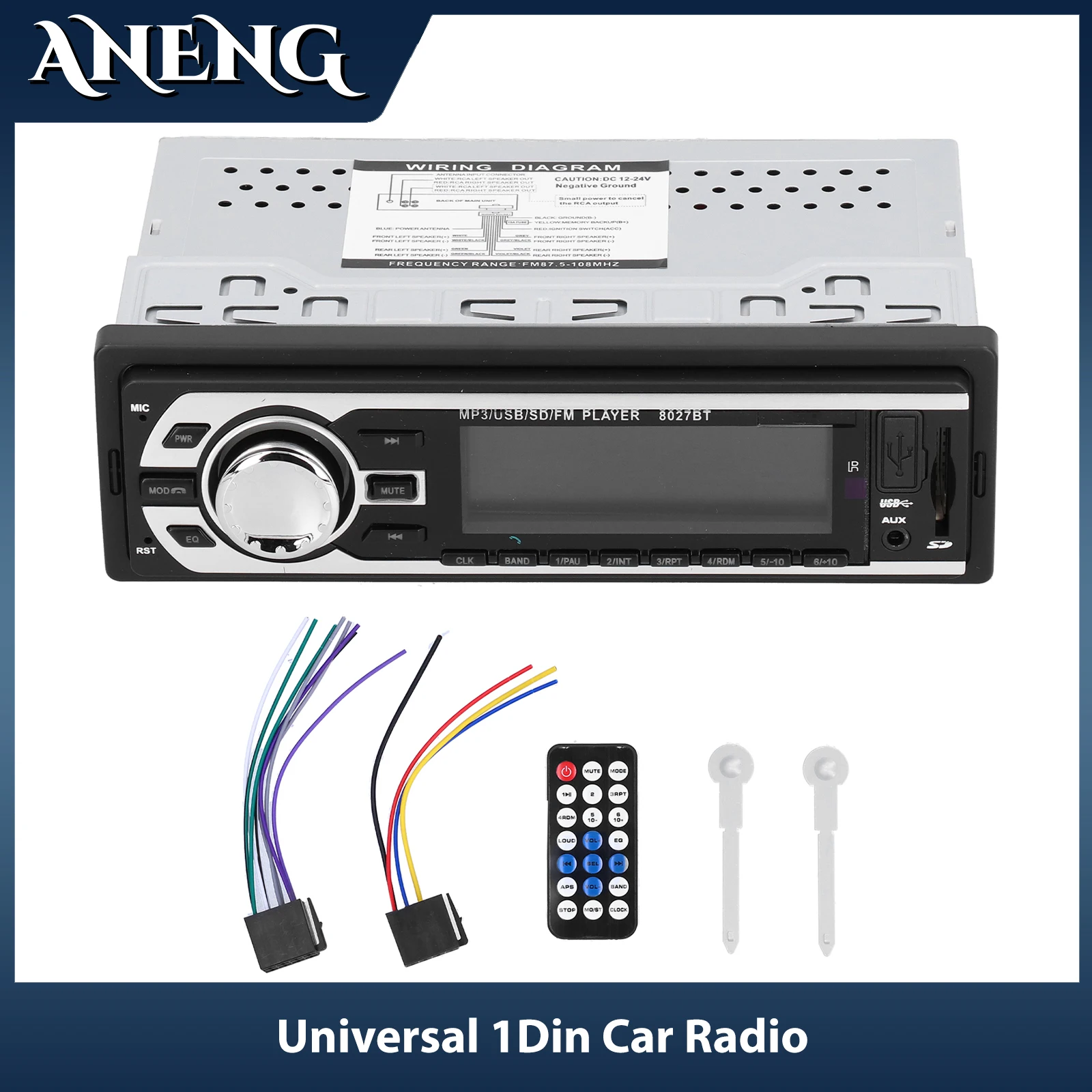 Universal 1Din Car Radio Bluetooth Stereo Audio Player MP3 Player SB SD AUX Input EQ Auto Radio 1 Din BT Handsfree