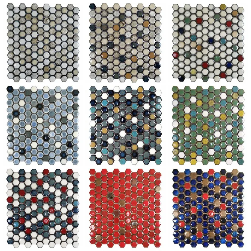 Black And White Small Hexagonal Ceramic Mosaic Tiles Nordic Simple Kitchen Background Wall Parquet Bathroom Bathroom Non-slip