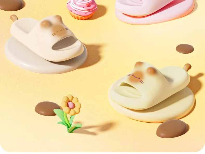 Lustige offene Katzenpantoffeln mit Pfotenmuster für Damen – Cartoon-EVA-Wolkenpantoffeln für Zuhause, Strand und Bad – Flache Mules für Frauen – Detail 27