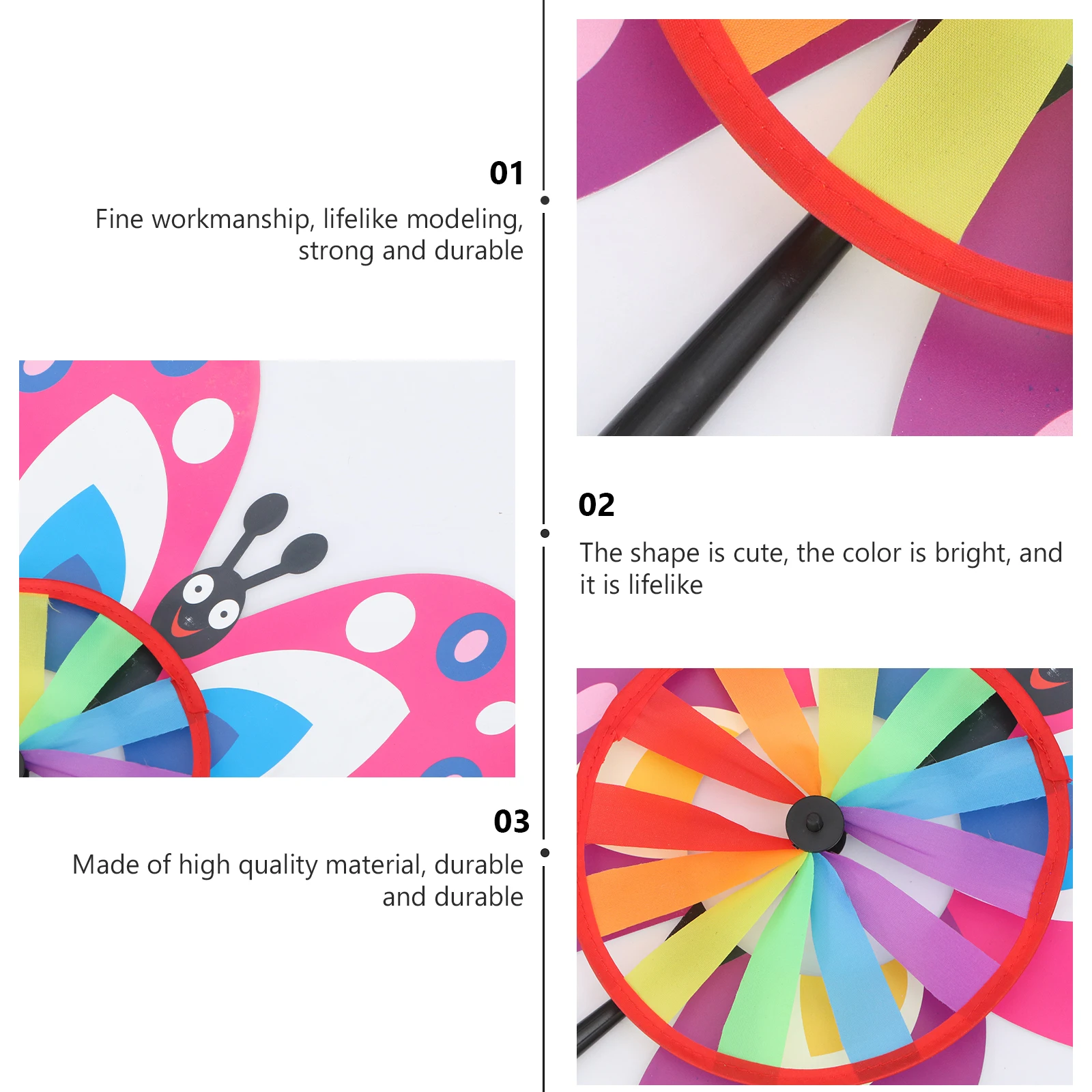

5pcs Animal Windmill PVC Colorful Pinwheels for Garden Lawn Colorful Winnower Decor Kids Toy Sturdy Rod Outdoor