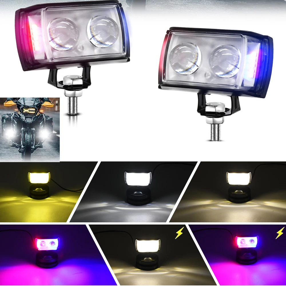 

1/2pcs Driving LED Fog Work Light 4 Color Light White Amber Red Blue Auxiliary Spotlight for ATV SUV UTV 12-32V 50W