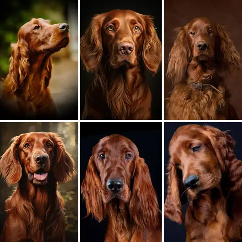 DIY Diamond Painting Mosaic Irish Setter Dog Portrait , Red Setter Poster Hunting Puppy Wall Decor Gift for Irish Setter Lovers