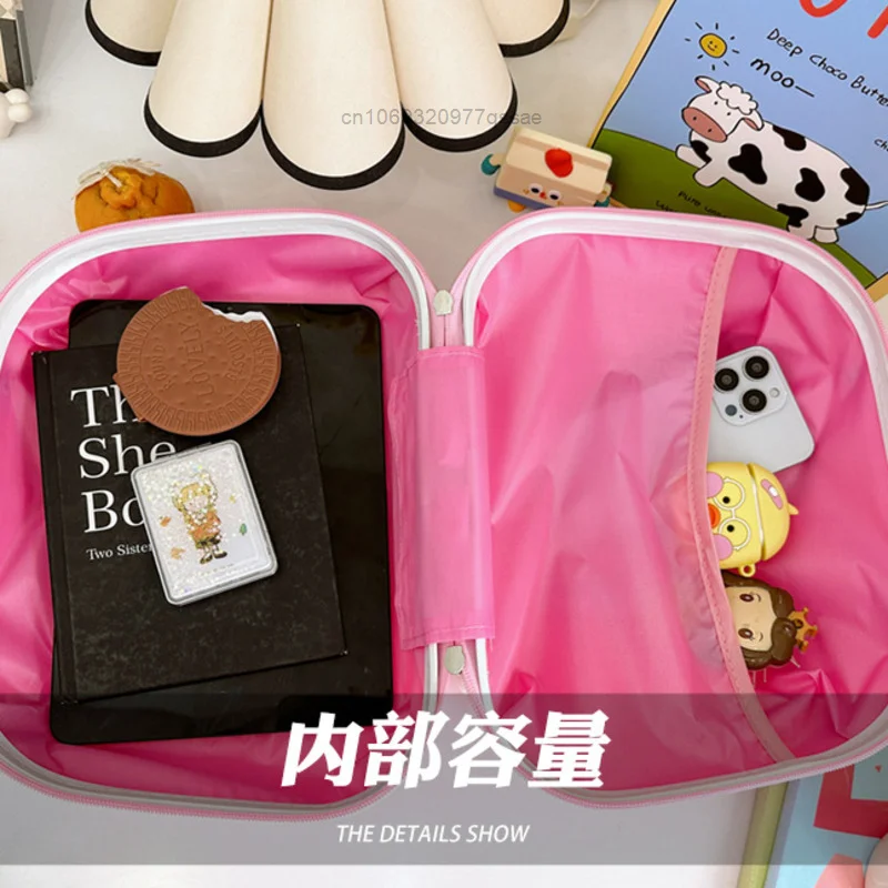 14 inch Sanrio Hello Kitty Square ABS Makeup Box 3D Stereo Cute Cartoon Suitcase Box Kitten Zipper Storage Cosmetic Cases Gifts