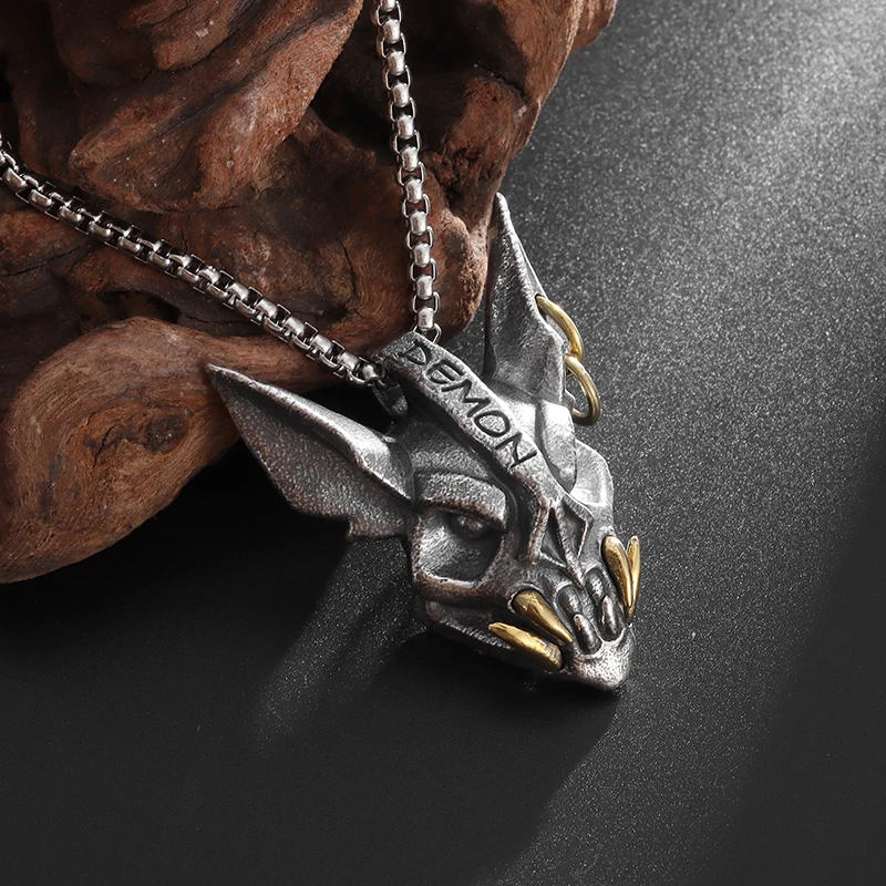 Gothic Ancient Egyptian Wolf Head Anubis Pendant Necklace Men's Personalized Punk Motorcycle Rock Amulet Jewelry