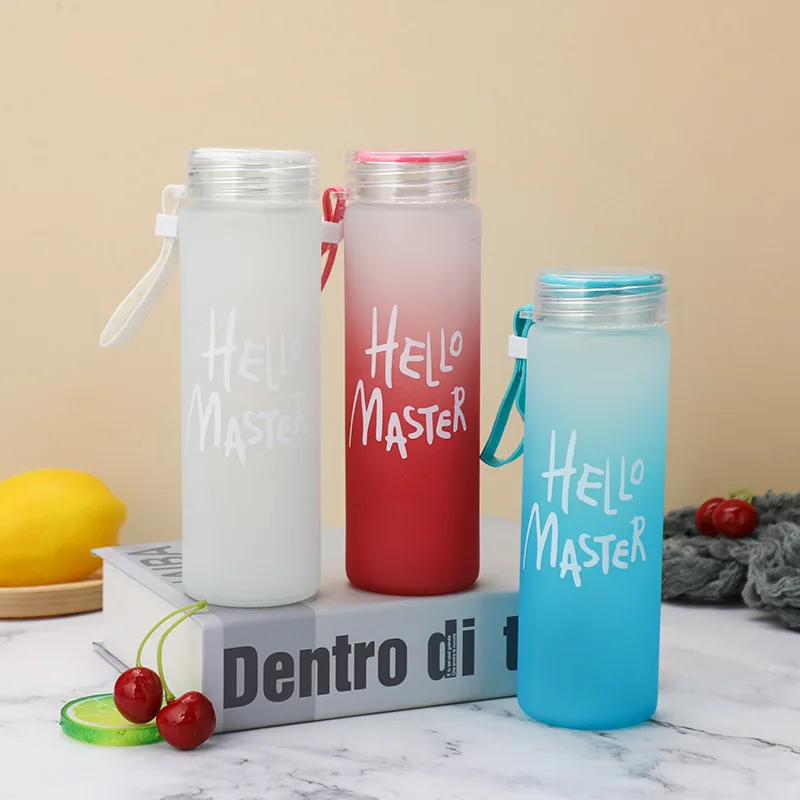 Water Cup Sealed Leak-proof Can Be Carried with A Frosted Glass with A Cable Heat Resistant and Gradual Color Portable Water Cup