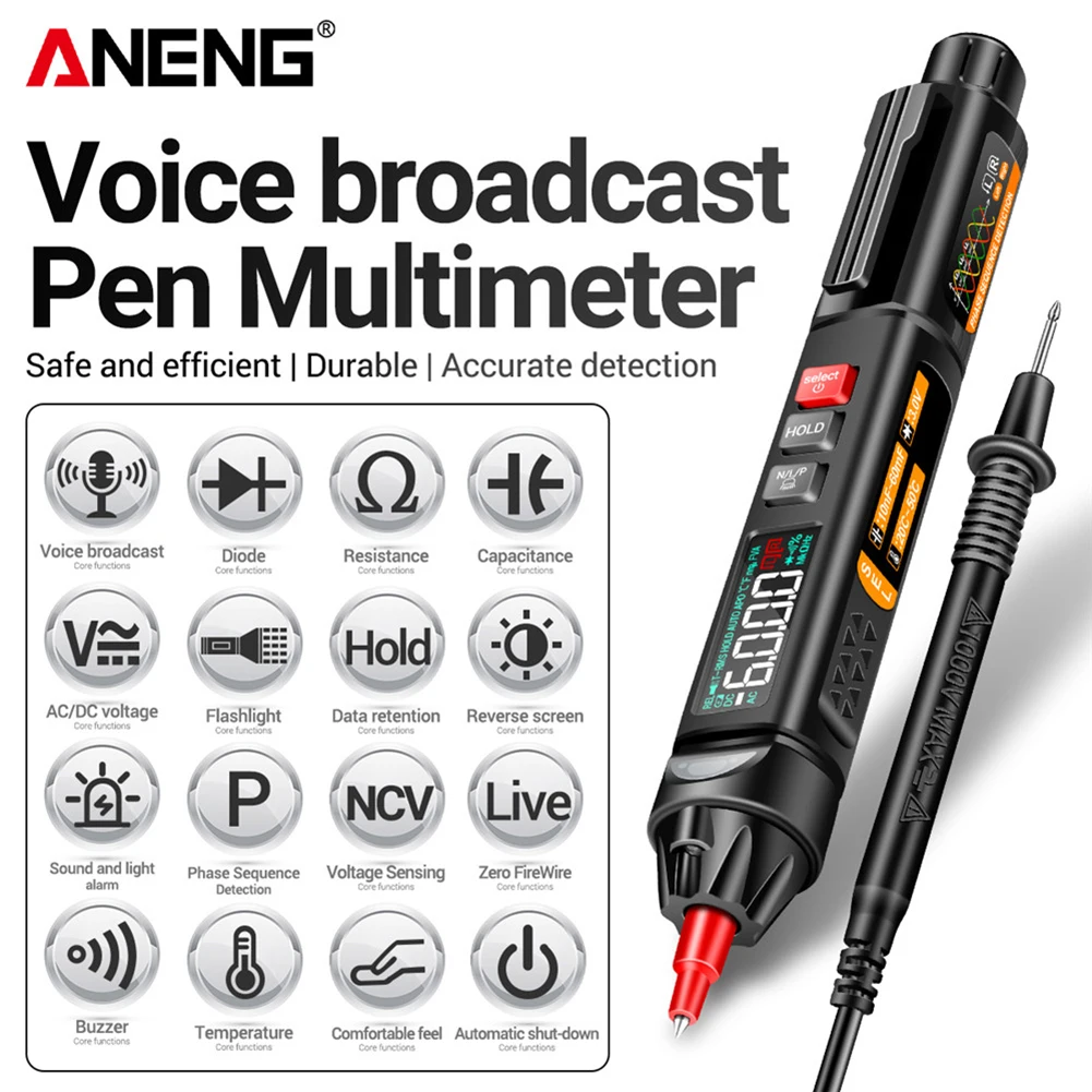 

ANENG A3009 Mini Digital Multimeter Pen A3009 PRO Smart Voice Broadcast Tester Meter Multimetro DC AC Voltage Professional Test