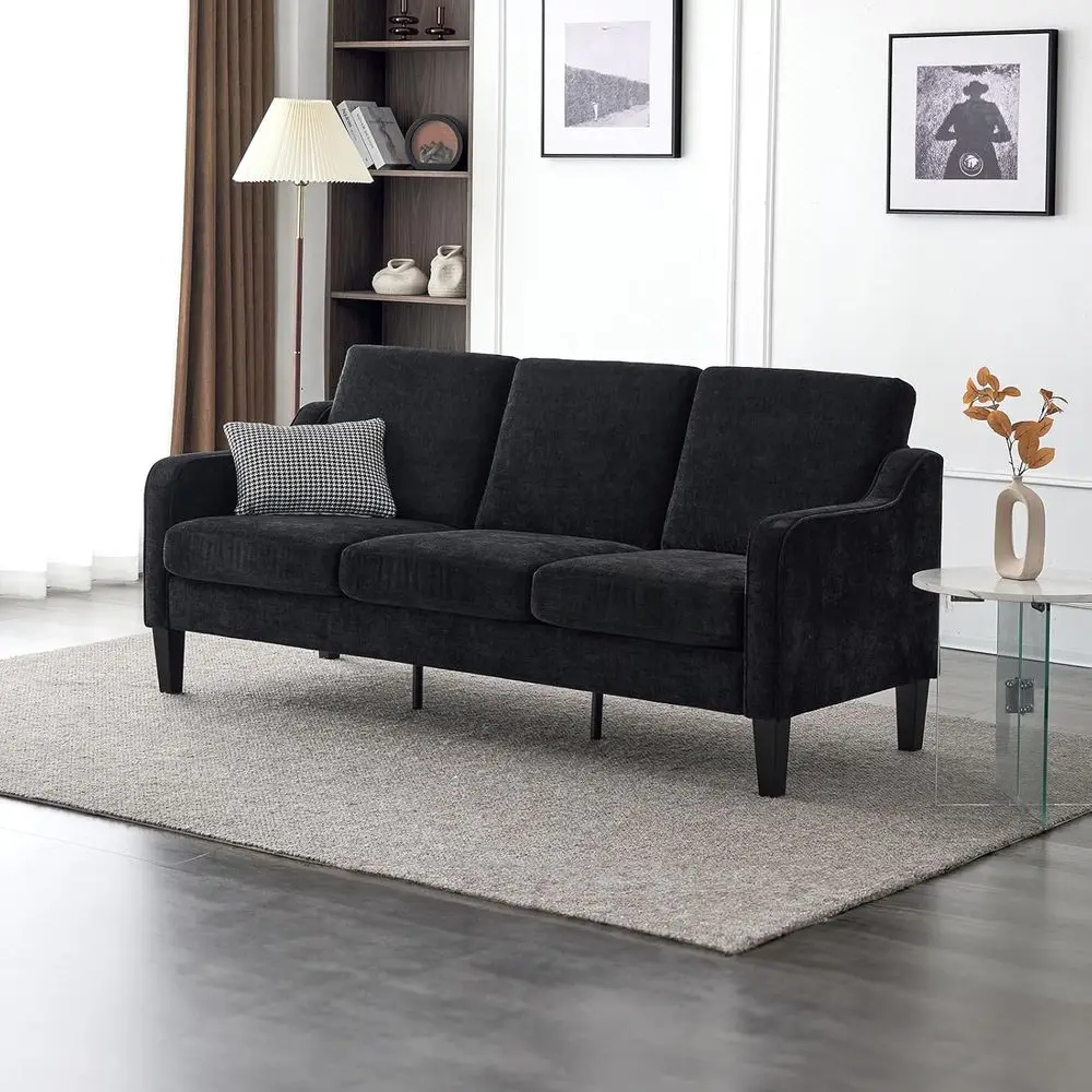 

71 Comfortable 3-Seater Chenille Upholstered Sofa for Small Living Rooms and Spaces