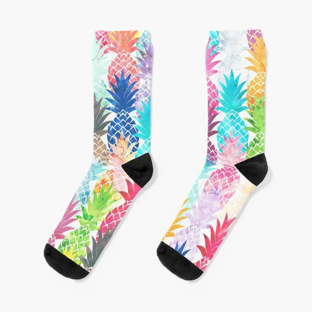 

Hawaiian Pineapple Pattern Tropical Watercolor Socks gym floor Non-slip Men's Socks Women Men's