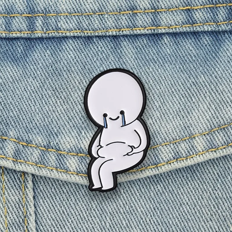 Funny Crying Smiley Figure Enamel Pin Cartoon Sad Character Lapel Brooch Badge Backpack Clothes Decor Jewelry Gift