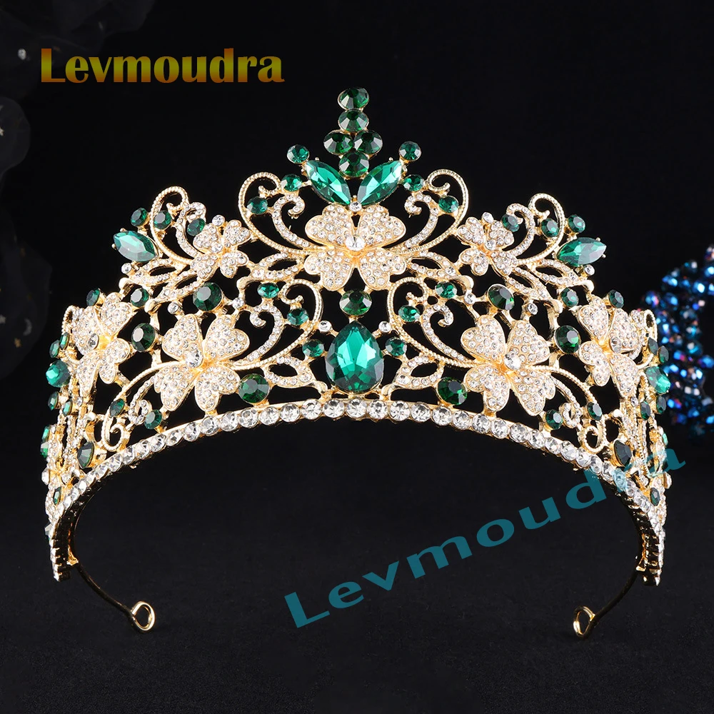 

Levmoudra Crystal Bridal Tiaras Crown Rhinestone Pageant Diadema Collares Headpieces Wedding Hair Accessories