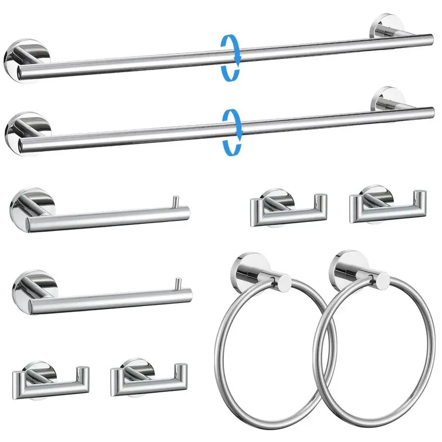 

Towel Bar Set Polished Chrome Bathroom Hardware Accessories Set Upgraded Towel Hooks Towel Holder Set for Bathroom Stainless Ste