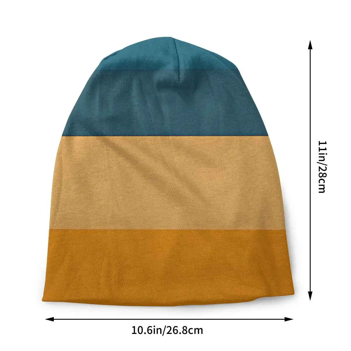 Blue To Orange Minimalist Block Stripes Pattern Bonnet Homme Sport Vintage Color Skullies Beanies Caps Novelty Fabric Hats