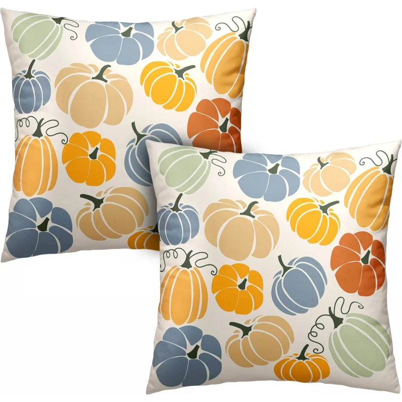 

Autumn pillow cover 2 orange yellow blue pumpkin colorful outdoor decorative cushion cover sofa courtyard bed car