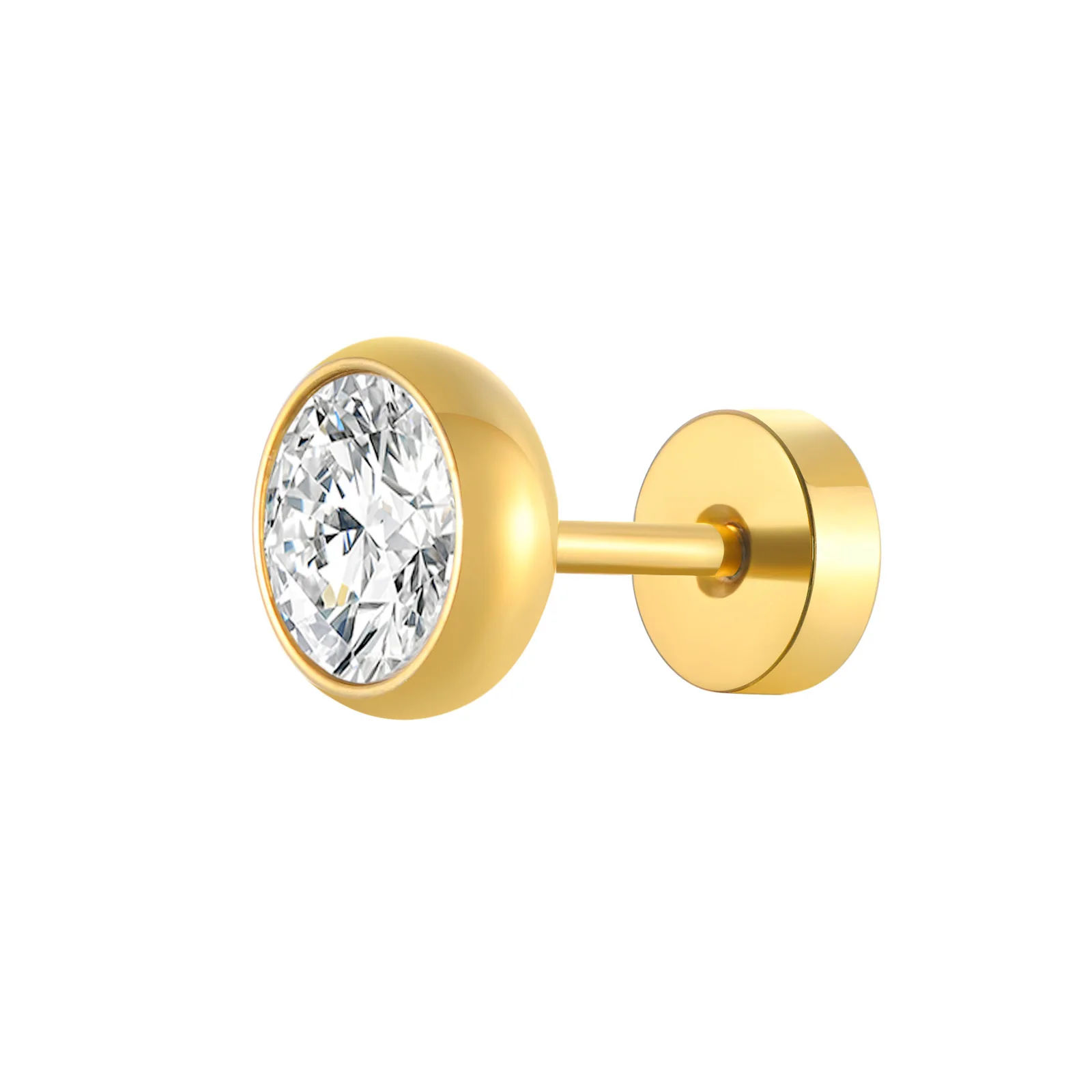 Men's Black Stainless Steel Stud Earrings, 8MM