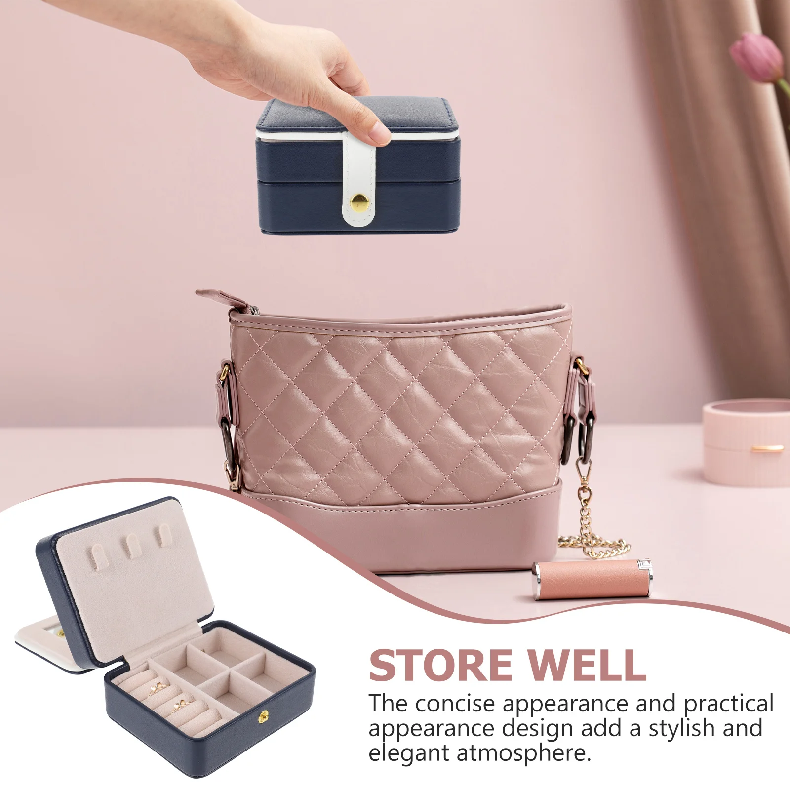 

Двухслойный органайзер для ювелирных изделий, портативный держатель для хранения ожерелья, колец, серег, браслетов, настольная шкатулка для драгоценностей, дома