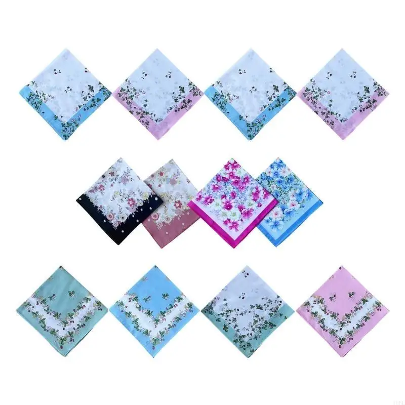 195E Asciugamano fazzoletto con stampa floreale per adulti unisex fazzoletto da taschino multiuso asciugamano per il viso il per