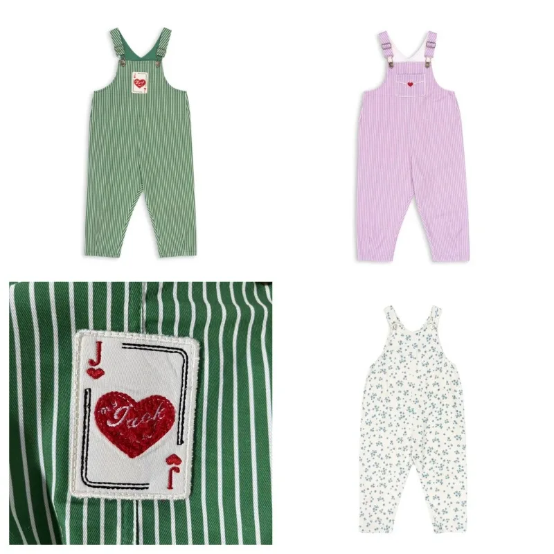 夏子供オーバーオールグリーンストライプ少年パンツ男の子服花ジャンプスーツポーカーストライプ全体紫ストライプ女の子パンツ