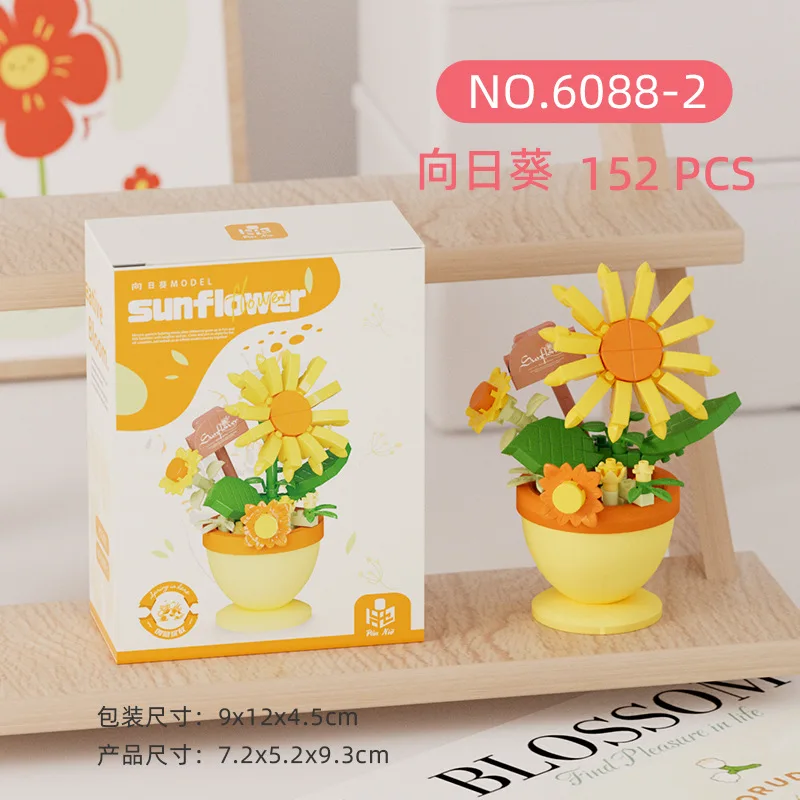 2024 neue Original Rose Blume Geschenk Box Tulpe Lotus Bausteine Blume Modell Winzige Partikel Geschenk Spielzeug – Detail 10
