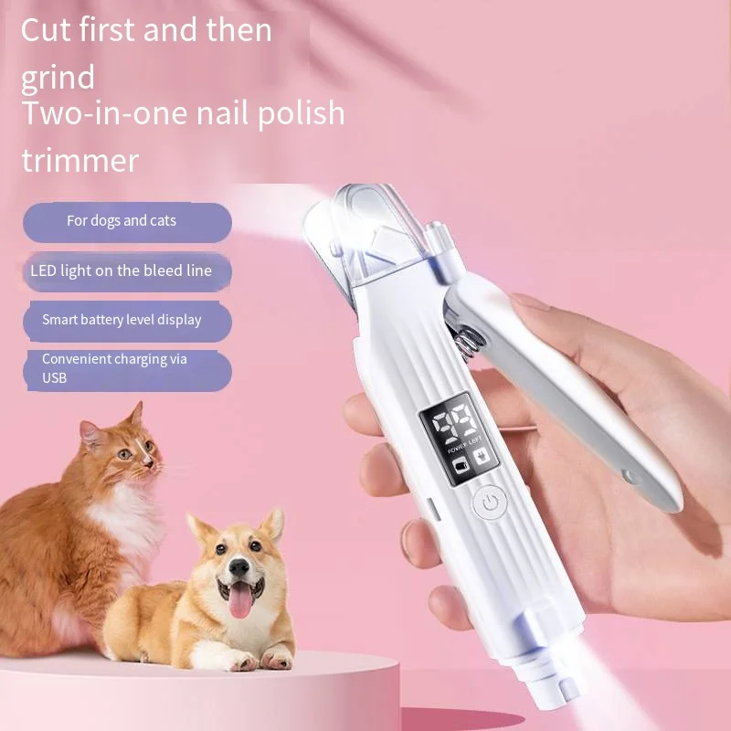Pet Nail Clipper Trimmer with LED Light USB Rechargeable Electric Nail Clipper Display Nail Grinder Prevent Injury Low Noise