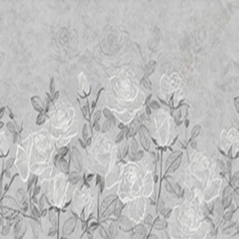 Elegant Vintage Hand-painted Line Roses Custom Wall Murals Wallpape Wall Decor Background Home Decor Floral Wall Coverings