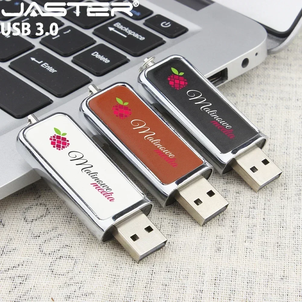 10PCS LOT USB 3.0 Flash Drive 128GB Free Custom Logo Leather White Pen Drives 64GB 32GB USB Stick Creative Business gift U disk