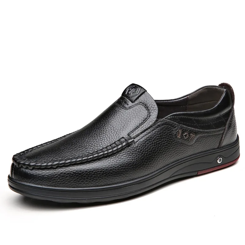 Leather Men's Shoes 2023 Spring Leather Shoes Men's Low Top Casual Shoes Men's Single Shoes Genuine Leather Large Size 45 46