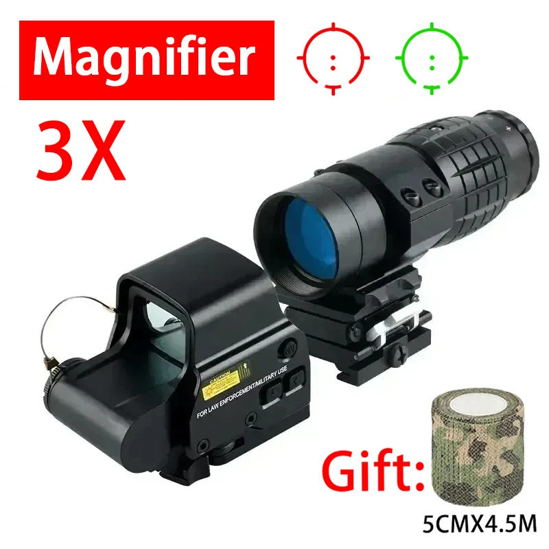 Tactical Optics 3X Magnifier Scope Sight with Flip-up Mount 553 558 Red Green Dot Sights for 20mm Rail Hunting Firearms Airsoft