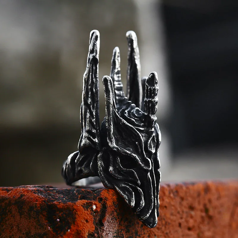 BEIER Men Ring Stainless Steel movie Sauron Mask Ring Antique Male Cool Jewelry BR8-1081