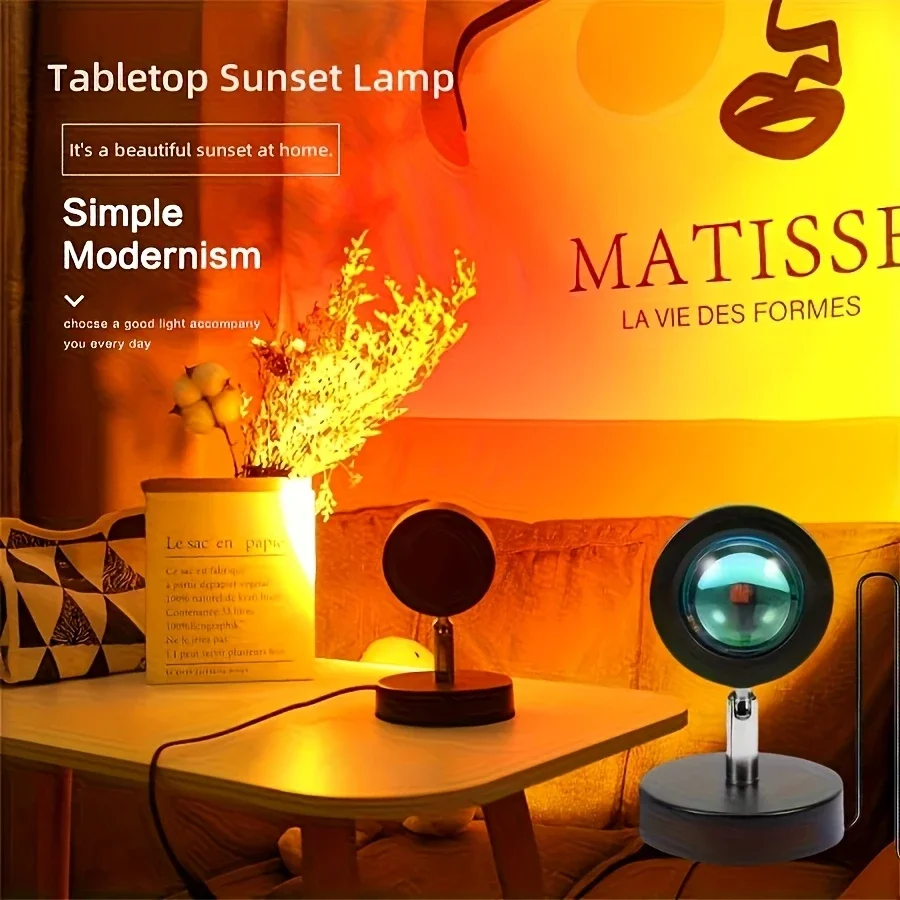 مصباح جو غروب الشمس، ضوء ليلي، مصباح بجانب السرير، مصباح غروب الشمس للتصوير الفوتوغرافي، مصباح غروب الشمس لغرفة النوم، إسقاط مصباح غروب الشمس