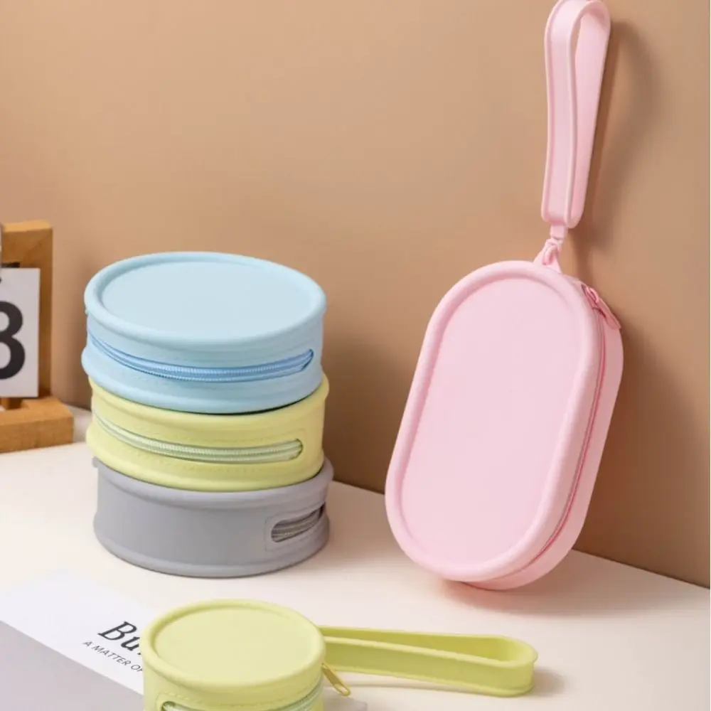 Silicone Round/Square Coin Purse Earphone Storage Bag Small Women Travel Lipstick Cosmetic Bag Pouch Organizer image 2