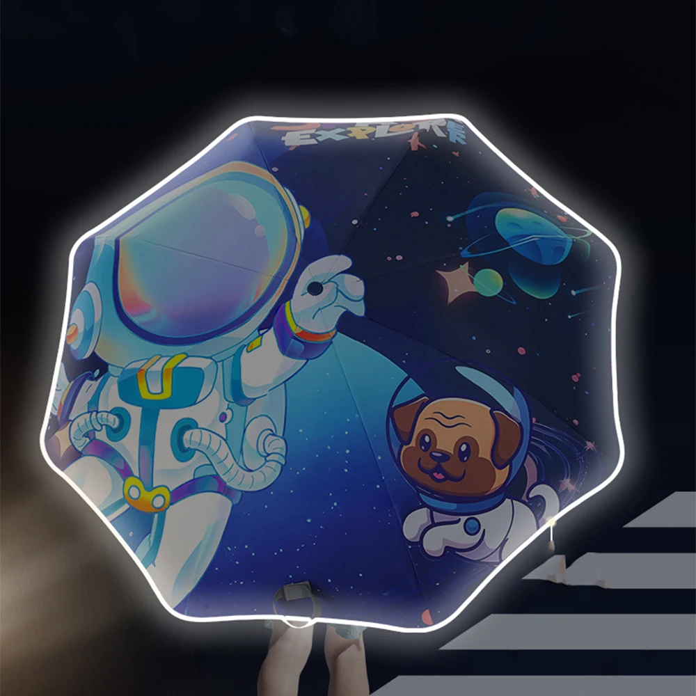 

Umbrella Design of reflective strip at night Safe anti-rebound Automatic folding umbrella Astronaut space dog Gift umbrella