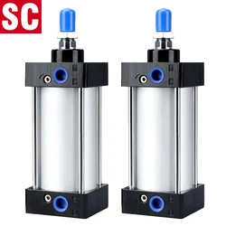 SC32/40/50/63mm Bore Standard Air Pneumatic Cylinders Piston Double Acting 25-1000mm Stroke Aluminum Alloy Actuator