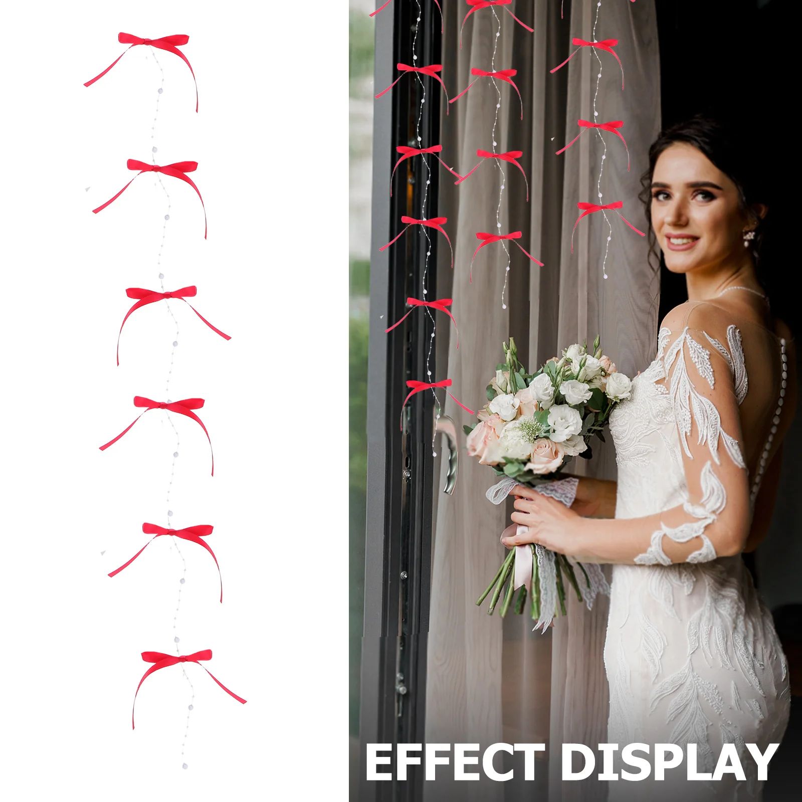 ستارة باب مطرزة بتصميم سلسلة القوس الأحمر لنافذة المدخل ديكور معلق لغرفة المعيشة والزفاف ستارة خرز معلقة #3