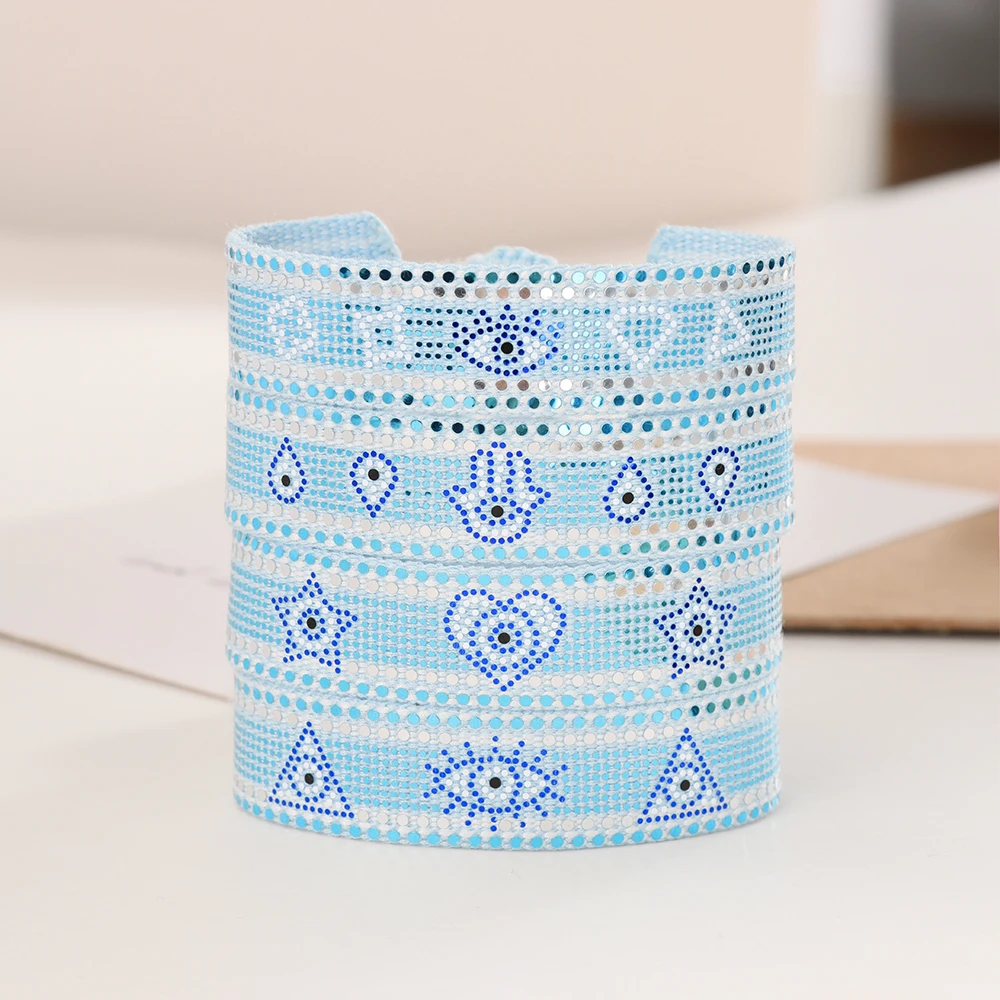 Evil Eye Shinning Bracelets Gift Woven Adjustable Wrap Bracelet