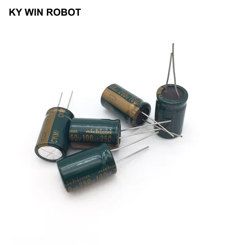 5 قطعة/الوحدة 250 فولت 100 فائق التوهج 16*25 عالية التردد مقاومة منخفضة الألومنيوم مُكثَّف كهربائيًا 100 فائق التوهج 250 فولت
